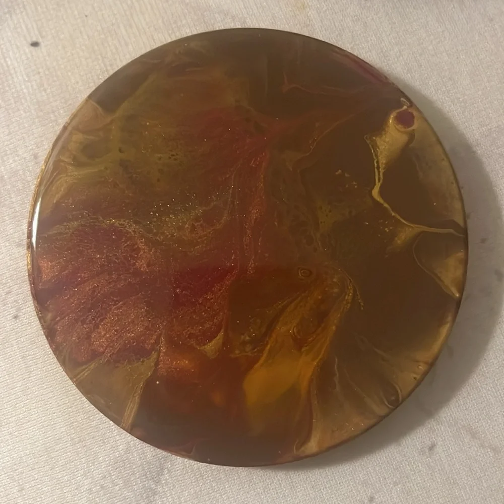 Handpoured Ceramic/resin coaster set - Picture 3 of 6